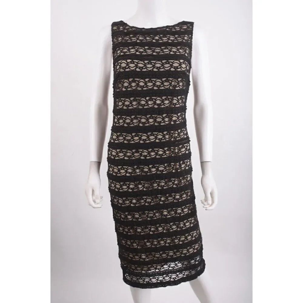 Alice & Olivia Womans Dress Black Lace Open Back Bodycon Sheath Midi NWT
